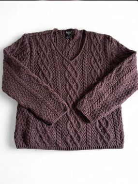 Paul James 100% Wool Cable Knit Sweater Women’s L Made in England Chunky